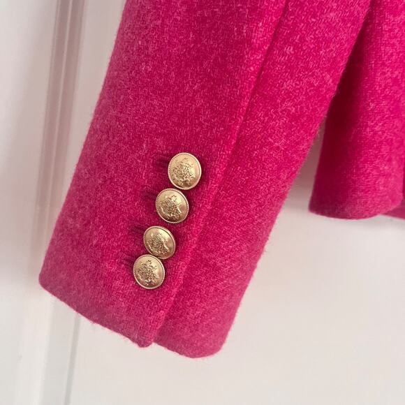 J.Crew Pink English Wool Shrunken-Fit Blazer Jacket Size 16 gold Buttons Classic - Picture 7 of 9
